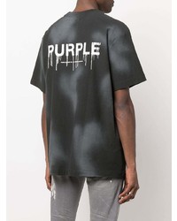 T-shirt à col rond imprimé tie-dye noir purple brand