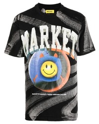 T-shirt à col rond imprimé tie-dye noir MARKET