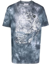 T-shirt à col rond imprimé tie-dye noir Philipp Plein