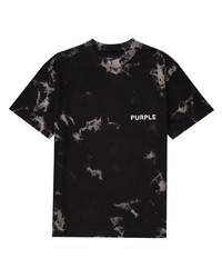 T-shirt à col rond imprimé tie-dye noir purple brand