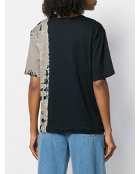 T-shirt à col rond imprimé tie-dye noir Suzusan