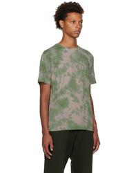 T-shirt à col rond imprimé tie-dye olive Dries Van Noten