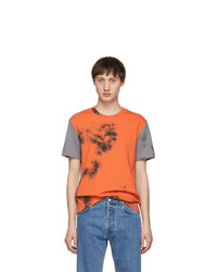 T-shirt à col rond imprimé tie-dye orange