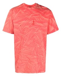 T-shirt à col rond imprimé tie-dye orange 424