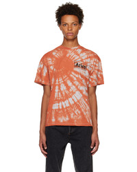 T-shirt à col rond imprimé tie-dye orange Aries