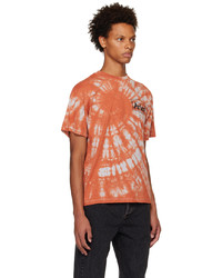 T-shirt à col rond imprimé tie-dye orange Aries