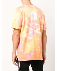 T-shirt à col rond imprimé tie-dye orange Mastermind Japan