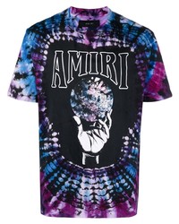 T-shirt à col rond imprimé tie-dye pourpre foncé Amiri
