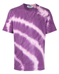 T-shirt à col rond imprimé tie-dye pourpre MSGM