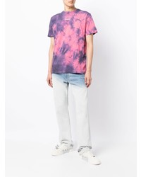 T-shirt à col rond imprimé tie-dye rose Off-White