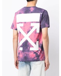T-shirt à col rond imprimé tie-dye rose Off-White