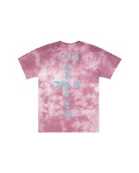 T-shirt à col rond imprimé tie-dye rose Travis Scott Astroworld