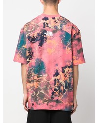 T-shirt à col rond imprimé tie-dye rose The North Face