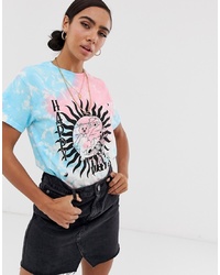 T-shirt à col rond imprimé tie-dye rose New Girl Order