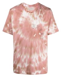 T-shirt à col rond imprimé tie-dye rose Paura
