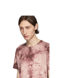 T-shirt à col rond imprimé tie-dye rose Nudie Jeans