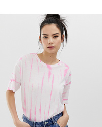 T-shirt à col rond imprimé tie-dye rose Pull&Bear