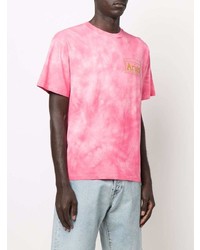 T-shirt à col rond imprimé tie-dye rose Aries