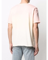 T-shirt à col rond imprimé tie-dye rose Saint Laurent
