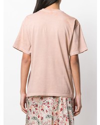 T-shirt à col rond imprimé tie-dye rose ARIES