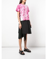 T-shirt à col rond imprimé tie-dye rose Sacai