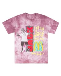 T-shirt à col rond imprimé tie-dye rose Travis Scott Astroworld