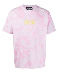 T-shirt à col rond imprimé tie-dye rose VERSACE JEANS COUTURE