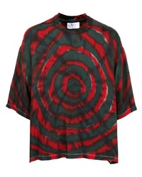 T-shirt à col rond imprimé tie-dye rouge 4SDESIGNS