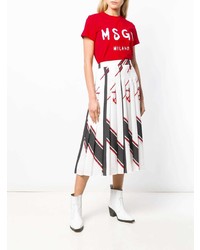 T-shirt à col rond imprimé tie-dye rouge MSGM
