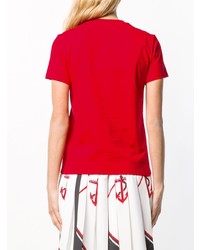 T-shirt à col rond imprimé tie-dye rouge MSGM