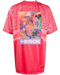 T-shirt à col rond imprimé tie-dye rouge Heron Preston
