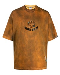 T-shirt à col rond imprimé tie-dye tabac AAPE BY A BATHING APE