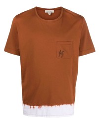 T-shirt à col rond imprimé tie-dye tabac Nick Fouquet