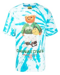 T-shirt à col rond imprimé tie-dye turquoise Chinatown Market