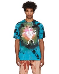 T-shirt à col rond imprimé tie-dye turquoise Come Back as a Flower
