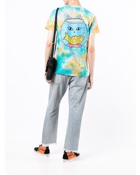 T-shirt à col rond imprimé tie-dye turquoise RIPNDIP