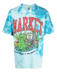 T-shirt à col rond imprimé tie-dye turquoise MARKET