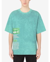 T-shirt à col rond imprimé tie-dye turquoise Dolce & Gabbana