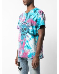 T-shirt à col rond imprimé tie-dye turquoise Amiri