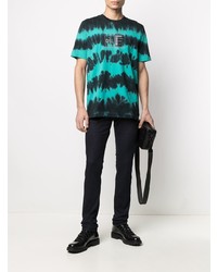 T-shirt à col rond imprimé tie-dye turquoise Diesel