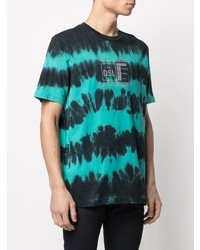 T-shirt à col rond imprimé tie-dye turquoise Diesel