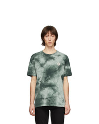 T-shirt à col rond imprimé tie-dye vert foncé