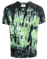 T-shirt à col rond imprimé tie-dye vert foncé Ami Paris