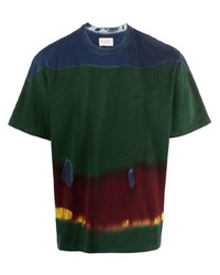 T-shirt à col rond imprimé tie-dye vert foncé Buscemi