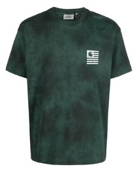 T-shirt à col rond imprimé tie-dye vert foncé Carhartt WIP