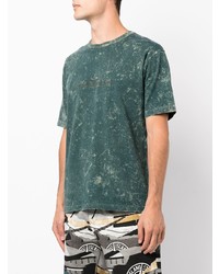 T-shirt à col rond imprimé tie-dye vert foncé Stone Island