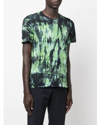 T-shirt à col rond imprimé tie-dye vert foncé Ami Paris