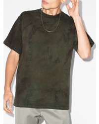 T-shirt à col rond imprimé tie-dye vert foncé John Elliott