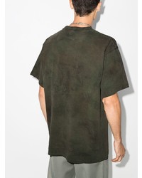 T-shirt à col rond imprimé tie-dye vert foncé John Elliott