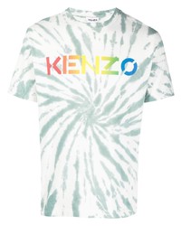 T-shirt à col rond imprimé tie-dye vert menthe Kenzo